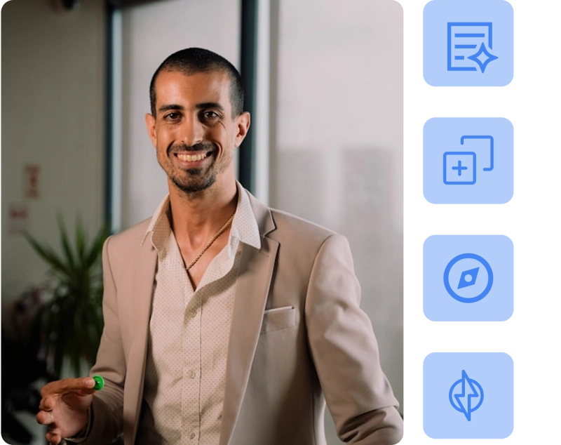 Business owner using BznsBuilder to plan, export and share a business plan